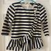 J. Crew Tops | J. Crew Long Sleeve Striped Top With Ruffled Accent - Zipped Back - Size Xxs | Color: Black/White | Size: Xxs