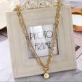 Anthropologie Jewelry | Gorgeous Double 14k Gold Plated Layer Coin Necklace | Color: Gold | Size: Os