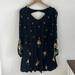 Free People Dresses | Free People Oxford Mini Dress Embroidery On Black Flowy Lined Boho Xs | Color: Black | Size: Xs