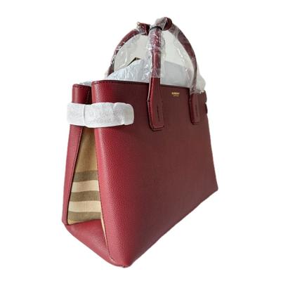 Burberry Bags | Burberry Medium Banner House Check Leather Tote Shoulder Bag Crimson | Color: Red | Size: 12.8" /10" /5.6"