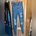 American Eagle Outfitters Jeans | Euc Ae Real Good Upcycled Ne(X)T Level Ripped High-Waisted Jegging Size 0 | Color: Blue | Size: 0