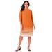 Plus Size Women's Boatneck Shift Dress by Jessica London in Orange Faded Stripe (Size 12 W) Stretch Jersey w/ 3/4 Sleeves