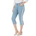Plus Size Women's Classic Cotton Denim Capri by Jessica London in Light Wash Stripe (Size 26) Jeans