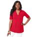 Plus Size Women's Stretch Cotton Polo Tee by Jessica London in Vivid Red (Size 3X)