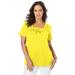 Plus Size Women's Stretch Cotton Eyelet Cutout Tee by Jessica London in Bright Yellow (Size 14/16) Short Sleeve T-Shirt