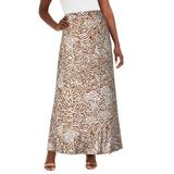 Plus Size Women's Stretch Knit Maxi Skirt by The London Collection in Cognac Mixed Animal (Size 22/24) Wrinkle Resistant Pull-On Stretch Knit