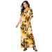 Plus Size Women's Stretch Knit Cold Shoulder Maxi Dress by Jessica London in Sunset Yellow Graphic Floral (Size 36 W)