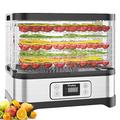 Nictemaw Dörrautomat Edelstahl Küchenminis Dörrgerät Obsttrockner mit 8 Einlegefächer, Dehydrator mit Temperaturregler, 400W, 35-70°C, 72h-Timer für Gemüse, Obst&Fleisch, Silber