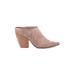 Charles by Charles David Mule/Clog: Slip-on Chunky Heel Boho Chic Tan Print Shoes - Women's Size 10 - Almond Toe