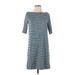 Lou & Grey Casual Dress - Shift: Blue Stripes Dresses - Women's Size Small