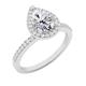 ALLORYA IGI Certified Halo Ring with 1.30 ctw, Pear 1.00 ct & Round 0.30 ct Lab-Grown White Diamond in 925 Sterling Silver Size 5