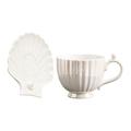 Luxshiny Cup with Saucer Coffee Accessories Gifts Pearl Ceramic Mug, Pearl Shell Coffee Cup Ceramic Tea Saucers Scallop Mug for Tea Coffee (White) Espresso Cups British Coffee Cups