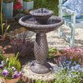 Versailles Solar Powered Bird Bath Fountain – Bronze Effect Polyresin Outdoor Garden Cascading Water Feature for Patio, Decking, Balcony, Lawn, Yard – Measures H75 x 53cm Diameter