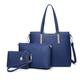 Miss Lulu Handbag Ladies Shopper Shoulder Bag Large Handle Bag Tote Bag Tote for Office School Shopping Travel Elegant PU Leather 3 Piece Set (Navy)