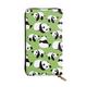 OPSREY Green Background Panda Printed Long Genuine Leather Wallet Coin Purse Clutch Wallet Zip Card Storage Bag