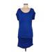 Venus Casual Dress - Bodycon Scoop Neck Short sleeves: Blue Solid Dresses - Women's Size Medium