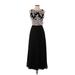 Aqua Casual Dress - Midi Crew Neck Sleeveless: Black Floral Dresses - Women's Size 0
