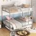 Full Over Full Bunk Bed with Trundle Bed, Ladder & Safety Guardrails,Convertible Metal Bedframe