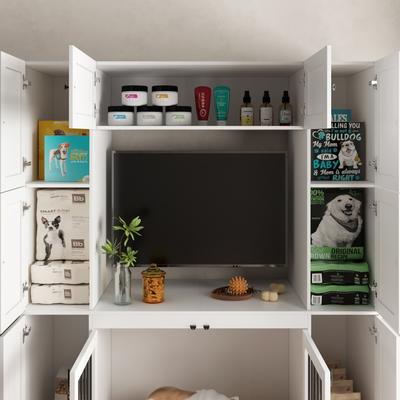 Sophisticated Multi-Use Pet Housing and Living Room Organizer Unit