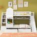 Twin Over Twin Castle Style Bunk Bed with 2 Drawers,3 Shelves & Slide