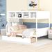 Bunk Bed Twin Over Full with Storage Staircase and 2 Drawers, Wooden Bunk Bed Frame with 4 Storage Shelves, White