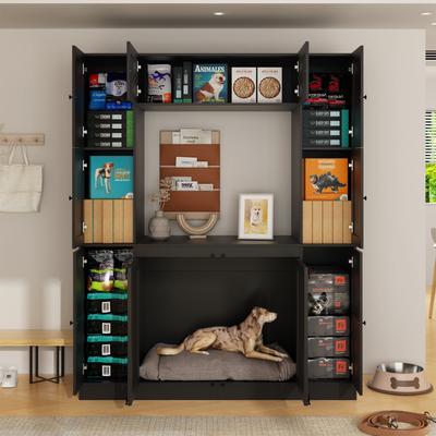 Sophisticated Multi-Use Pet Housing and Living Room Organizer Unit