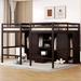 Double Twin Size Loft Bed with Staircase and Wardrobes, Solid Wood Twin Loft Bed Frame with Storage,High Loft Bed Frame,Espresso