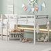 Low Loft Bed Twin Size, Twin Loft Bed Frame with Hanging Clothes Racks,Ladder and Safety Guardrails, Wood Loft Bed