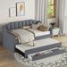 Twin Size Upholstered Daybed with Trundle and 3 Drawers