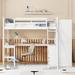 Full Size Wood Loft Bed with Built-in Desk, Shelves and Wardrobe,White