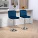 Velvet Upholstered Bar Stools Set of 2 with Back and Footrest,Adjustable High Counter Height Bar Stools