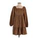 Universal Thread Casual Dress - Mini Square 3/4 sleeves: Brown Dresses - Women's Size X-Small