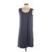 Joan Vass Casual Dress - Shift Scoop Neck Sleeveless: Gray Print Dresses - Women's Size Medium