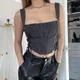 Corset Vintage à bretelles pour femmes couleur unie sans manches Bustier haut court décontracté