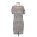 Ella Moss Casual Dress - Shift: Gray Houndstooth Dresses - Women's Size Small