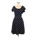 Gilli Casual Dress - A-Line Scoop Neck Short sleeves: Blue Polka Dots Dresses - Women's Size Medium