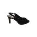 Dexflex Heels: Pumps Chunky Heel Cocktail Party Black Print Shoes - Women's Size 6 1/2 - Peep Toe