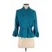 White House Black Market Jacket: Short Teal Print Jackets & Outerwear - Women's Size 4 Petite