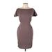 Vestidos Casual Dress - Sheath: Brown Solid Dresses - Women's Size Large