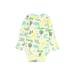 Carter's Long Sleeve Onesie: Green Print Bottoms - Size Newborn