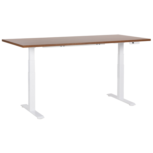 Schreibtisch Braun & Weiß Melamin 180x80cm Elektrisch Höhenverstellbar Rechteckig mit USB Metallgestell Modern Büro Steh-Sitz-Tisch Stehtisch