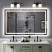 Wrought Studio™ Harana Front & Back Lighting Dimmable Anti-Fog Bathroom/Vanity Mirror w/ Tempered Glass in White | 36" x 60" | Wayfair