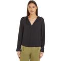 Tommy Hilfiger Damen Bluse Viscose Crepe V-Ausschnitt, Schwarz (Black), 40