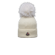 MONCLER ENFANT Wool Beanie with Pom Pom, Girl, White, Size: S