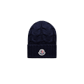 MONCLER ENFANT Cable Knit Wool Beanie, Boy, Blue, Size: L