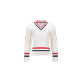 MONCLER ENFANT Tricolour Trim Cotton V-Neck Jumper, White, Size: 10Y