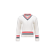 MONCLER ENFANT Tricolour Trim Cotton V-Neck Jumper, White, Size: 10Y