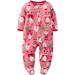 Carters Girls 0-9 Months Santa Fleece Sleep N Play (Pink Newborn)