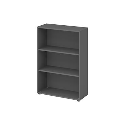 bümö Regal graphit, Standregal aus Holz für 3 Ordnerhöhen - Bücherregal klein 80 cm breit, Aktenregal für Ordner & Bücher, kleines Büroregal, Image