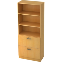 bümö office Aktenschrank mit Hängeregister-Schubladen abschließbar, Büroschrank Holz, 80cm breit in Buche - Hängeregistratur für Hängeordner, Büro